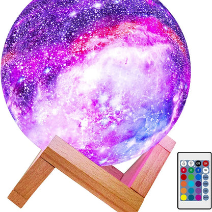 LED Galaxy Lamp: 16-Color 3D Star Moon Light for Kids