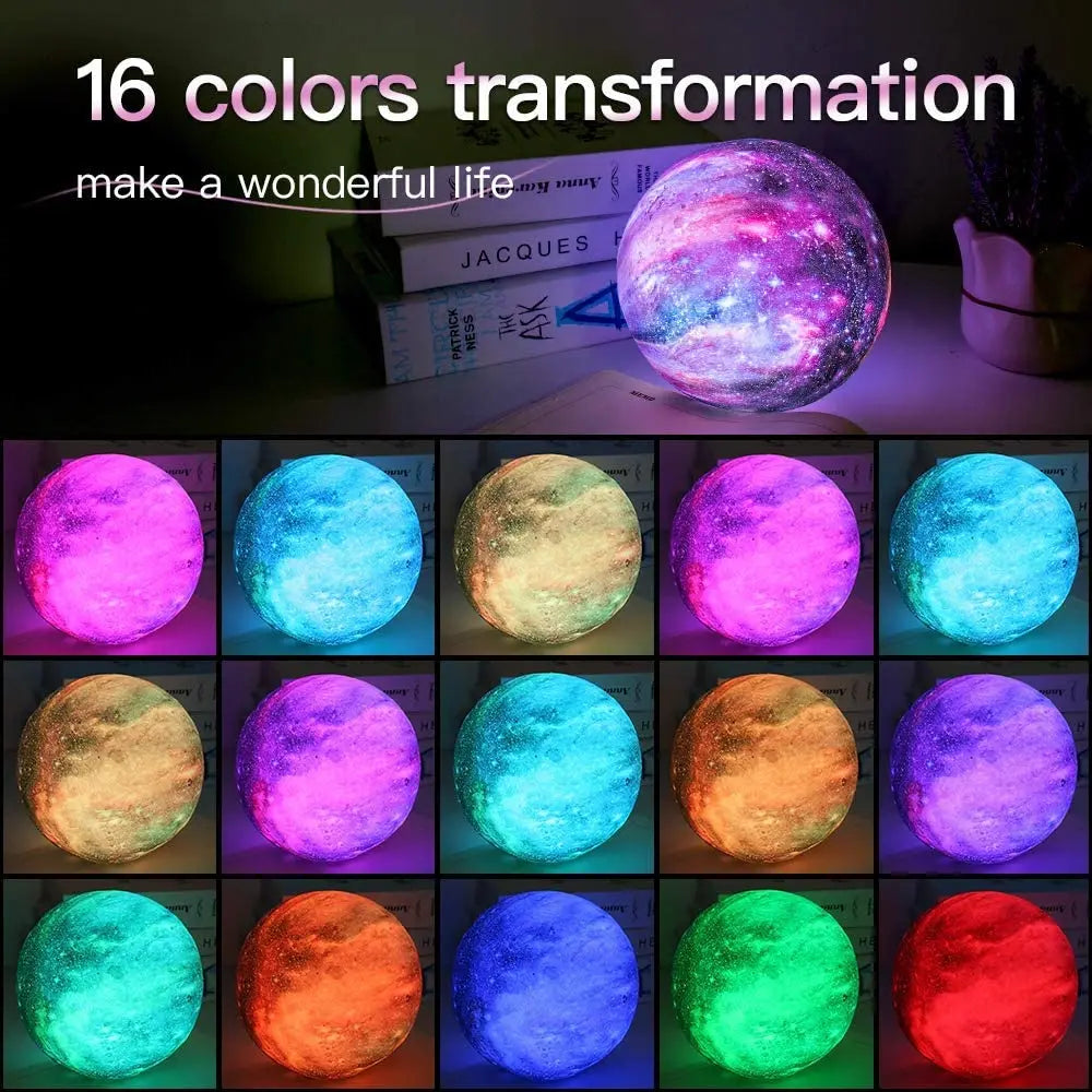 LED Galaxy Lamp: 16-Color 3D Star Moon Light for Kids