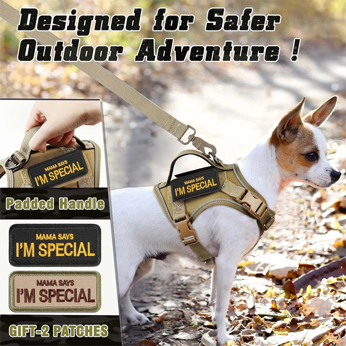 Tactical Dog Harness - Small Dog Military Vest with Handle